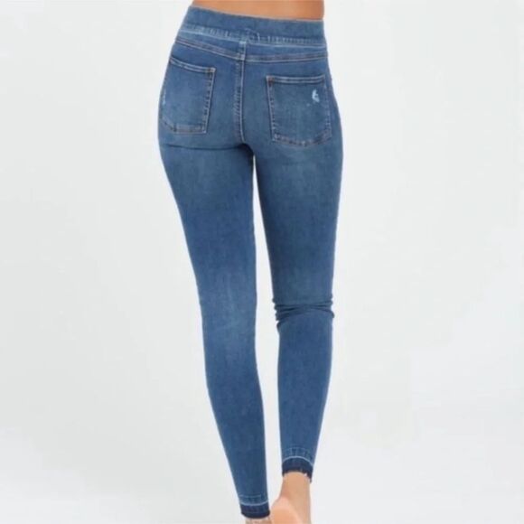 SPANX Distressed Ankle Skinny Jeans Medium Wash size Large - Picture 2 of 10